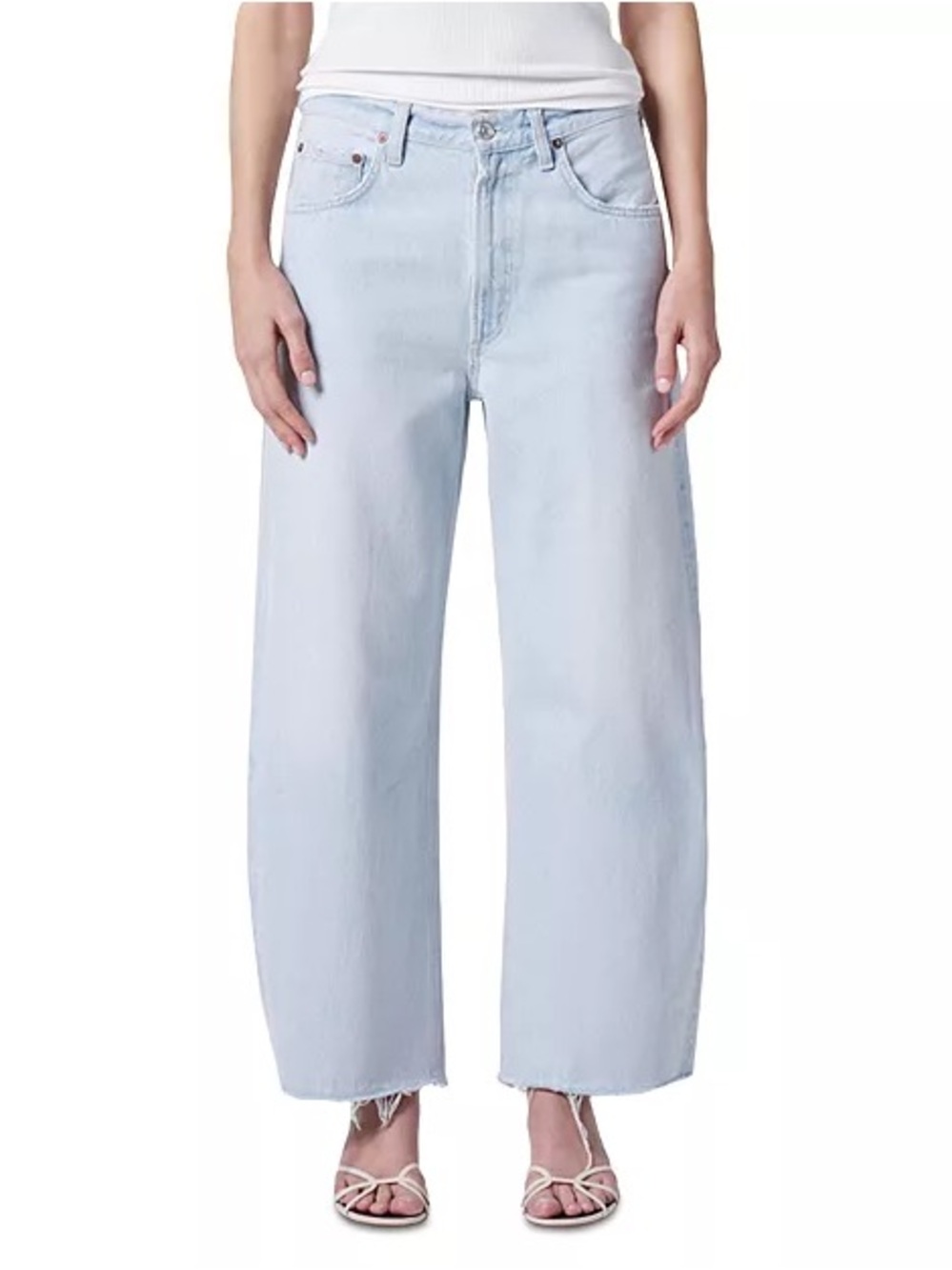 $248 NWOT Agolde Low Curve Fray Wide-Leg Cropped Jeans in Flourish Sz 27